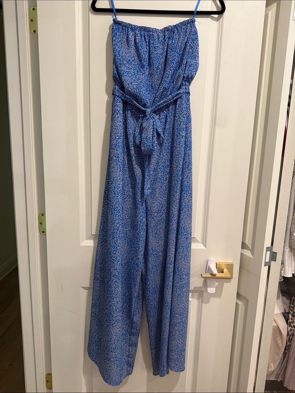 NWT She + Sky Blue Printed Strapless Wide-Leg Jumpsuit
